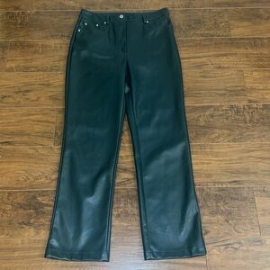 7 for All Mankind Green Vegan Leather Bootcut Pants